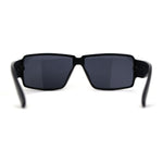 Locs Oversized Mirror Lens Thin Plastic Gangster Rectangle Sunglasses