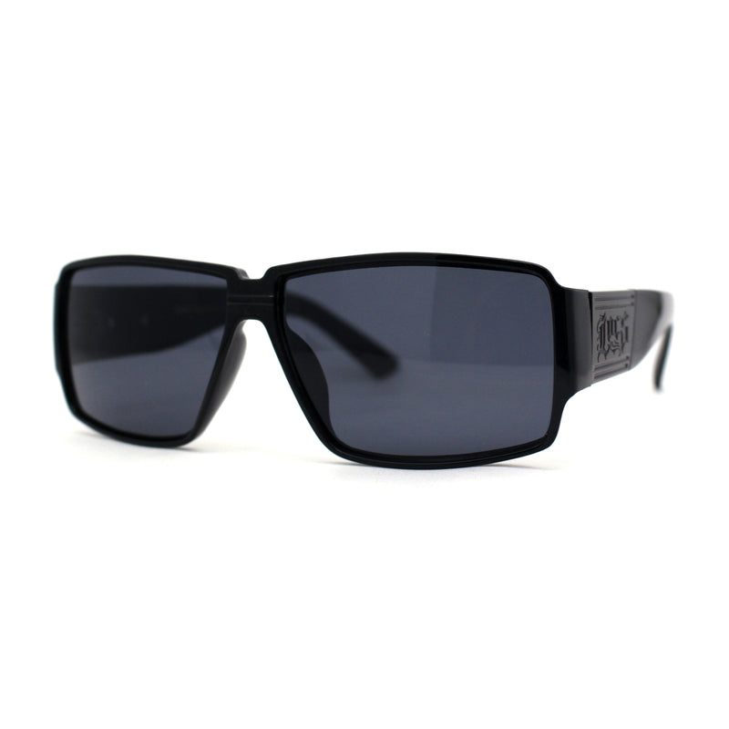 Locs Oversized Mirror Lens Thin Plastic Gangster Rectangle Sunglasses