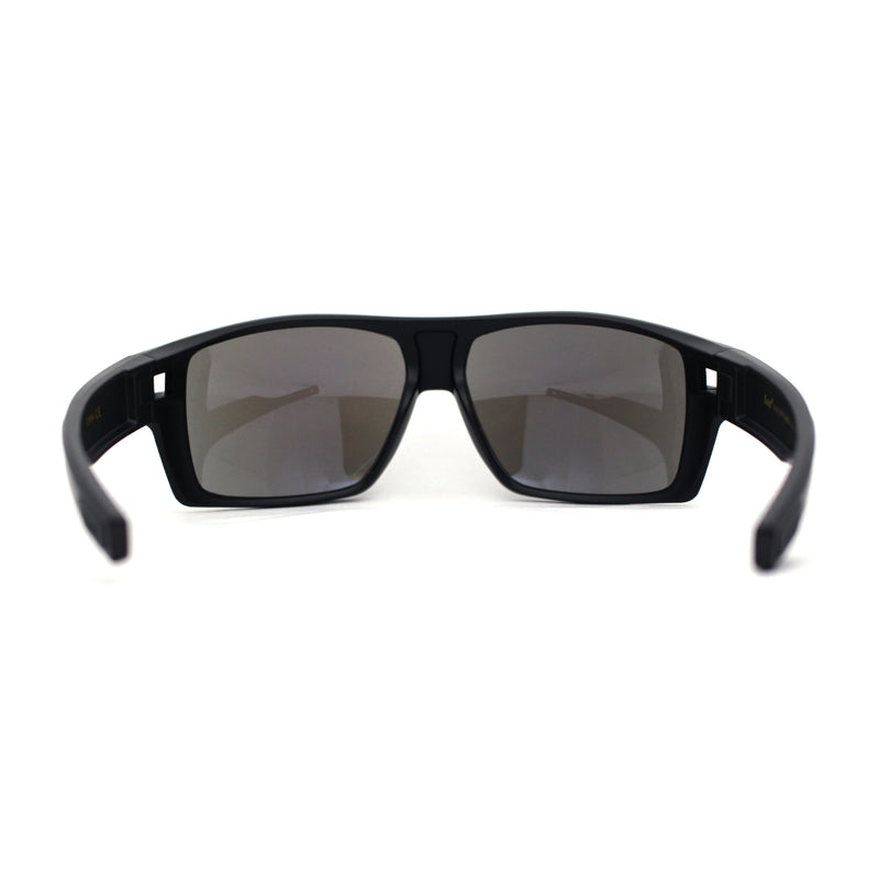 Locs Large Wrap Rectangle Color Mirror Gangster Plastic Sunglasses