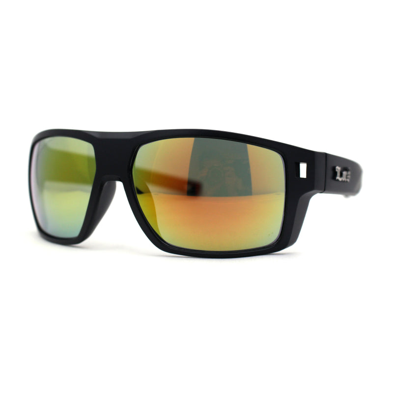 Locs Large Wrap Rectangle Color Mirror Gangster Plastic Sunglasses