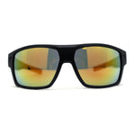 Locs Large Wrap Rectangle Color Mirror Gangster Plastic Sunglasses