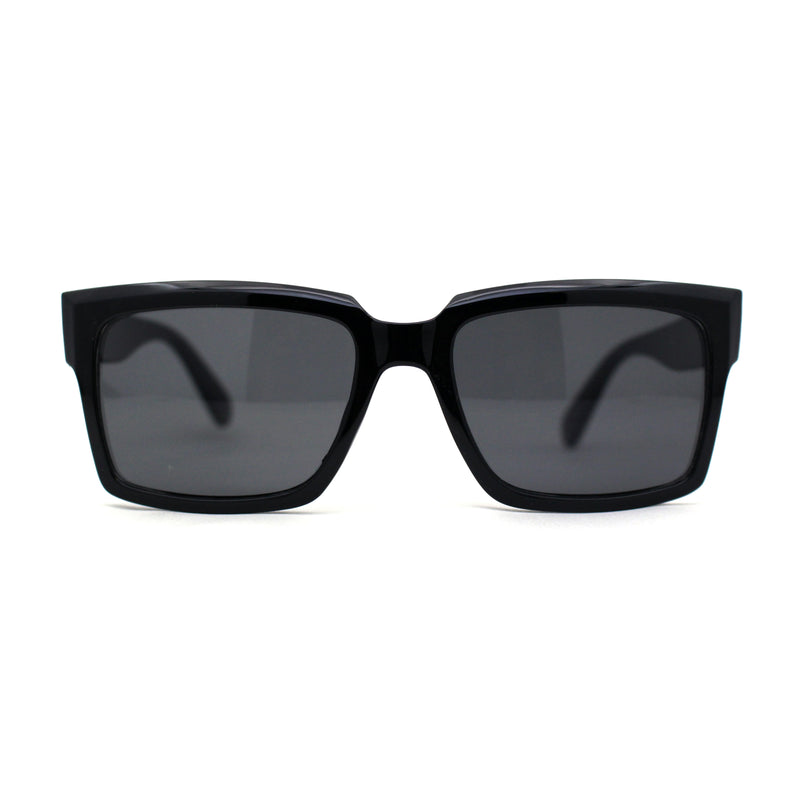 Mens Classy Moulded Thick Horn Rim Rectangle Fashion Sunglasses
