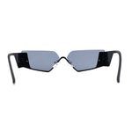 Womens Rimless Upside Down Half Frame Narrow Rectangular Metal Rim Sunglasses