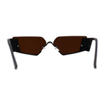 Womens Rimless Upside Down Half Frame Narrow Rectangular Metal Rim Sunglasses