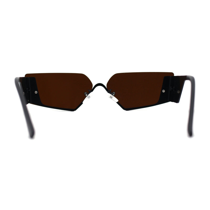 Womens Rimless Upside Down Half Frame Narrow Rectangular Metal Rim Sunglasses