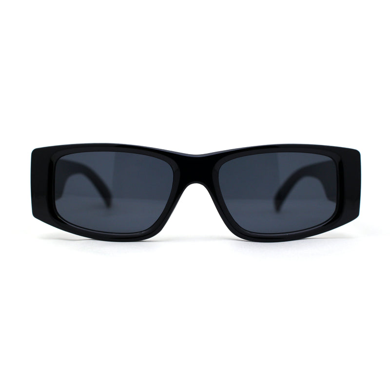 Mod Narrow Rectangle Plastic Thick Temple Minimal Sunglasses