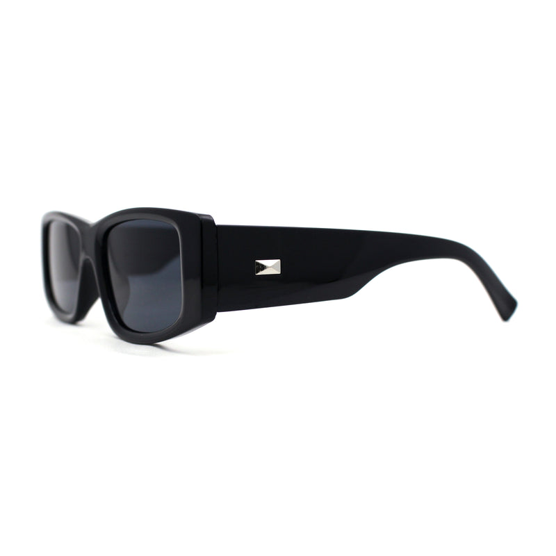 Mod Narrow Rectangle Plastic Thick Temple Minimal Sunglasses