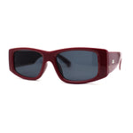 Mod Narrow Rectangle Plastic Thick Temple Minimal Sunglasses