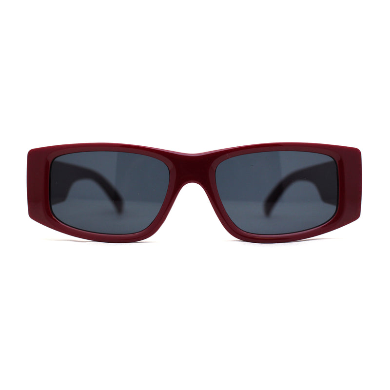 Mod Narrow Rectangle Plastic Thick Temple Minimal Sunglasses