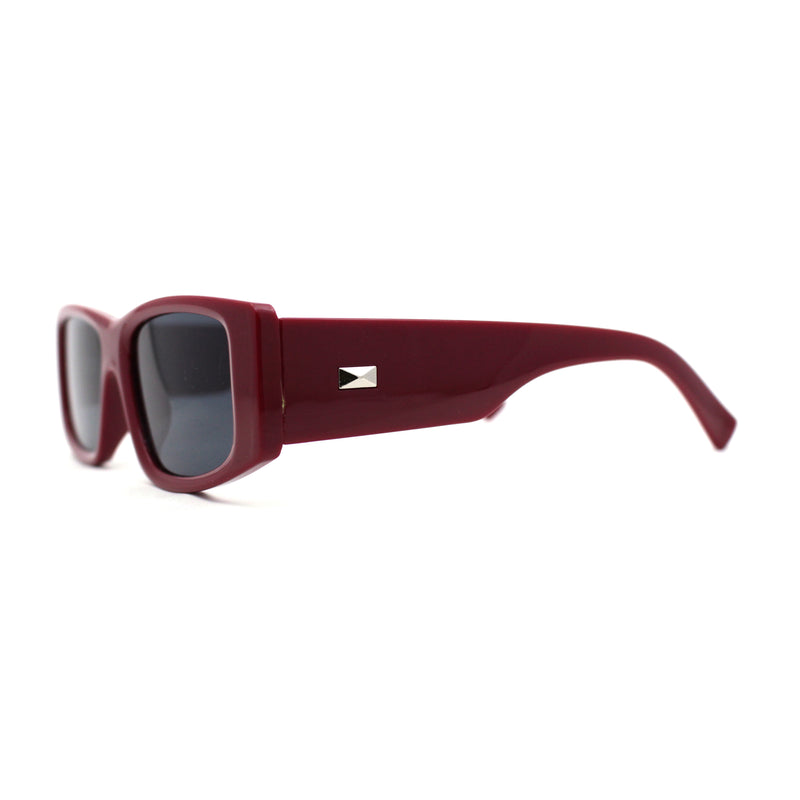 Mod Narrow Rectangle Plastic Thick Temple Minimal Sunglasses