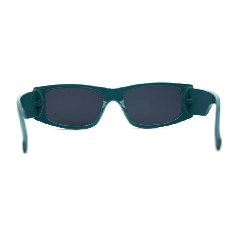 Mod Narrow Rectangle Plastic Thick Temple Minimal Sunglasses