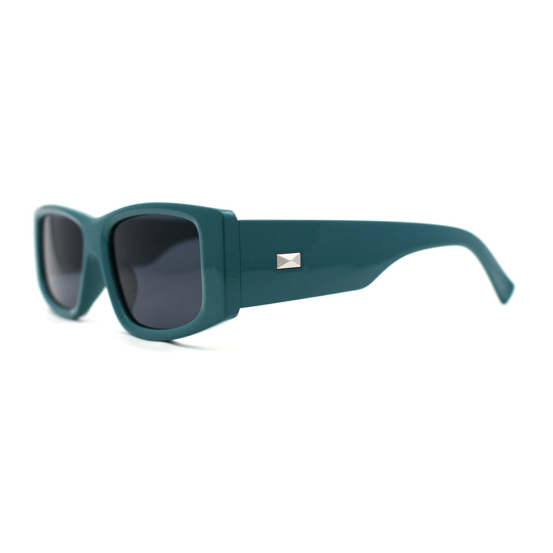 Mod Narrow Rectangle Plastic Thick Temple Minimal Sunglasses