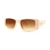 Mod Narrow Rectangle Plastic Thick Temple Minimal Sunglasses