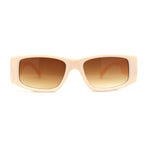 Mod Narrow Rectangle Plastic Thick Temple Minimal Sunglasses