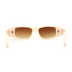 Mod Narrow Rectangle Plastic Thick Temple Minimal Sunglasses