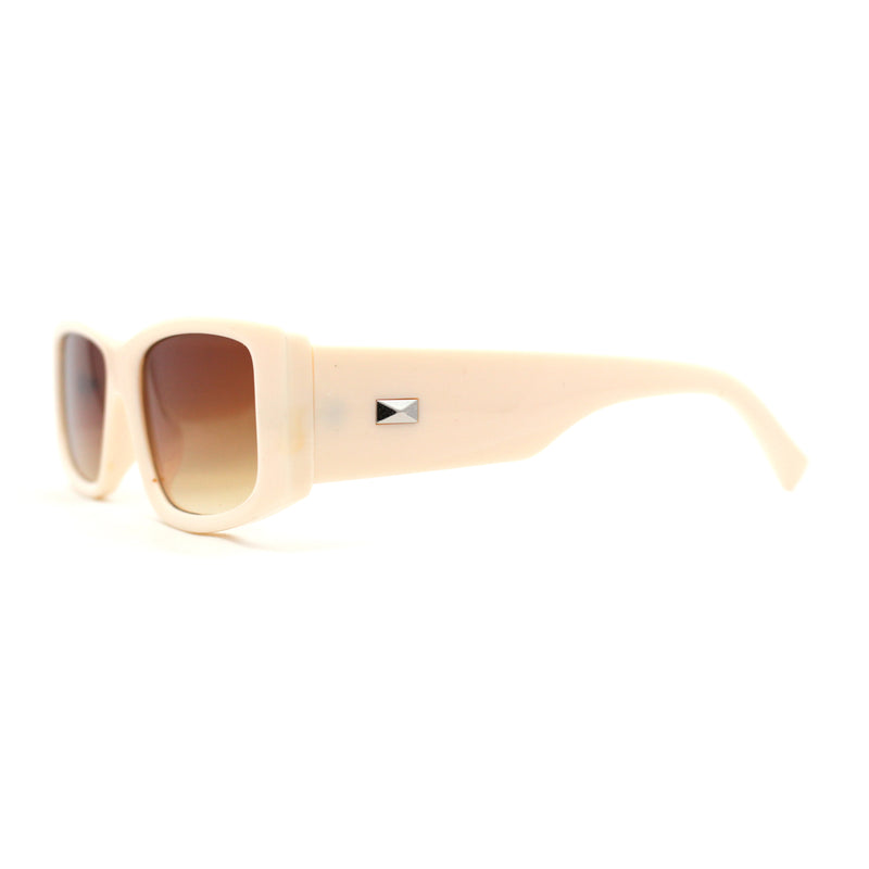 Mod Narrow Rectangle Plastic Thick Temple Minimal Sunglasses