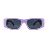 Mod Narrow Rectangle Plastic Thick Temple Minimal Sunglasses