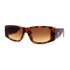 Mod Narrow Rectangle Plastic Thick Temple Minimal Sunglasses