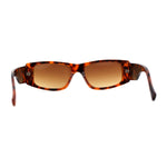 Mod Narrow Rectangle Plastic Thick Temple Minimal Sunglasses