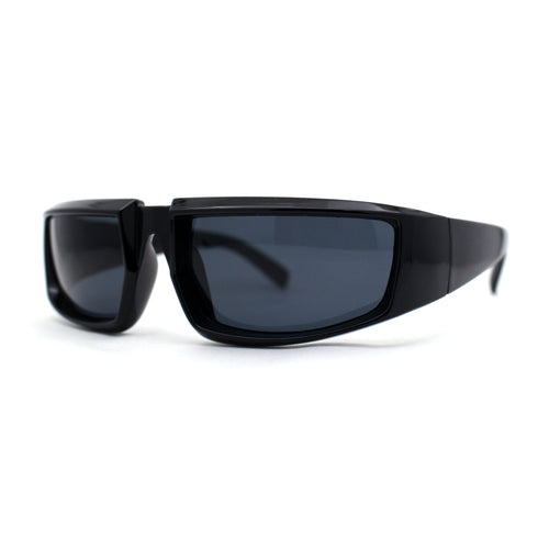 Trendy 90s Sport Style Wrap Around Mean Aggressive Plastic Sunglasses