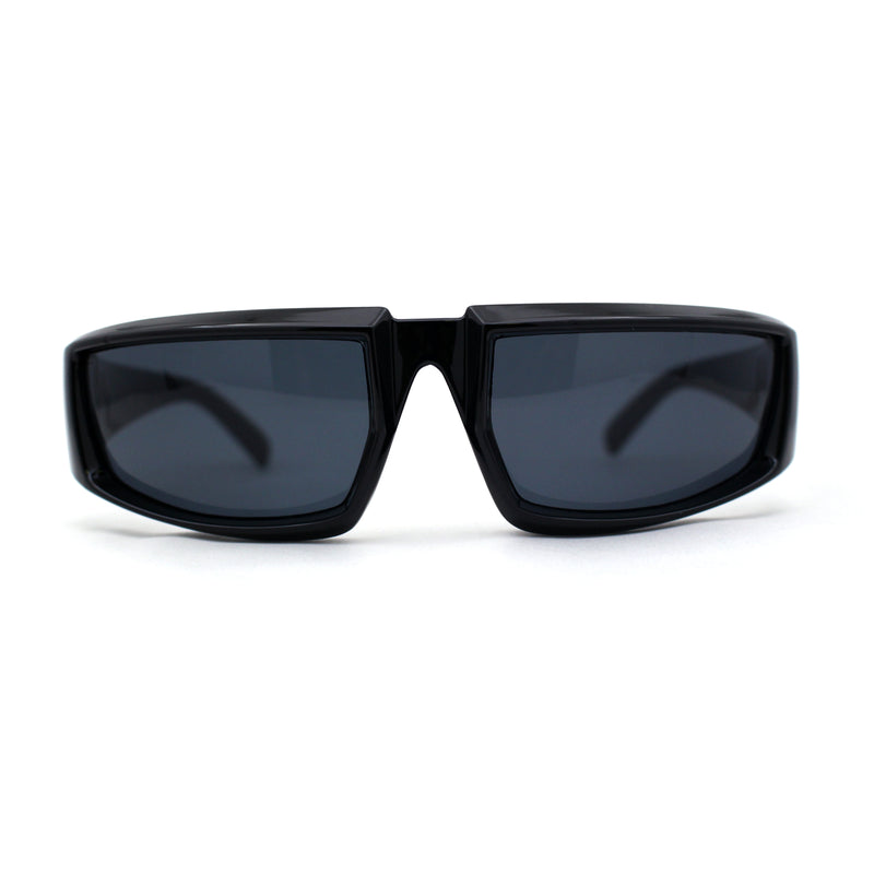 Trendy 90s Sport Style Wrap Around Mean Aggressive Plastic Sunglasses