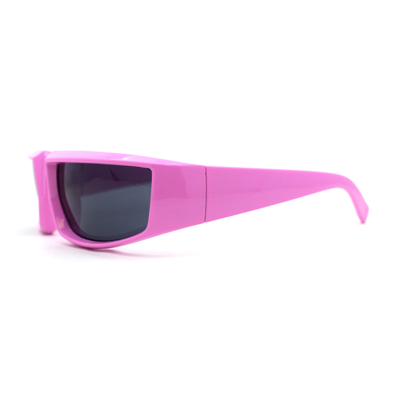 Trendy 90s Sport Style Wrap Around Mean Aggressive Plastic Sunglasses