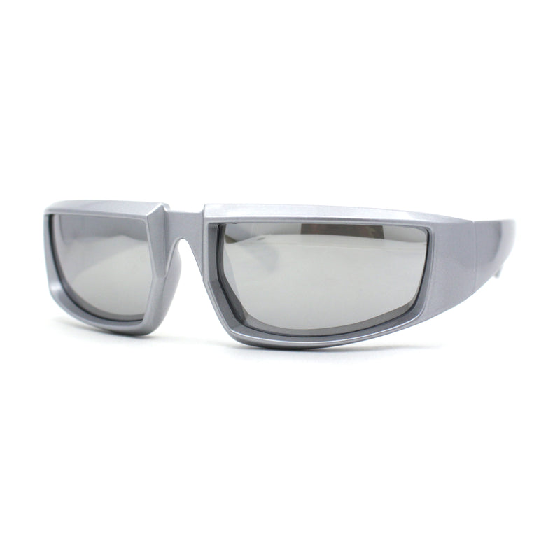 Trendy 90s Sport Style Wrap Around Mean Aggressive Plastic Sunglasses