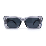 Womens Diamond Cut Beveled Mod Plastic Rectangle Sunglasses