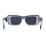 Womens Diamond Cut Beveled Mod Plastic Rectangle Sunglasses