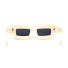 Womens Razor Blade Geometric Thick Horn Rim Temple Rectangle Sunglasses