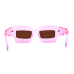 Womens Razor Blade Geometric Thick Horn Rim Temple Rectangle Sunglasses