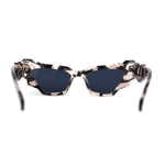 Womens Crystal Nugget Diamond Cut Thick Plastic Cat Eye Sunglasses