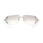 Womens Rhinestone Jewel Rimless Rectangle Designer Fashion Sunglasses