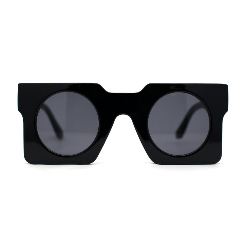 Exaggerated Funk Retro Thick Plastic Horn Rim Round Circle Lens Sunglasses