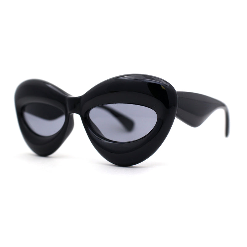 Womens Bold Balloon Bloated Thick Rim Oversize Cat Eye Sunglasses