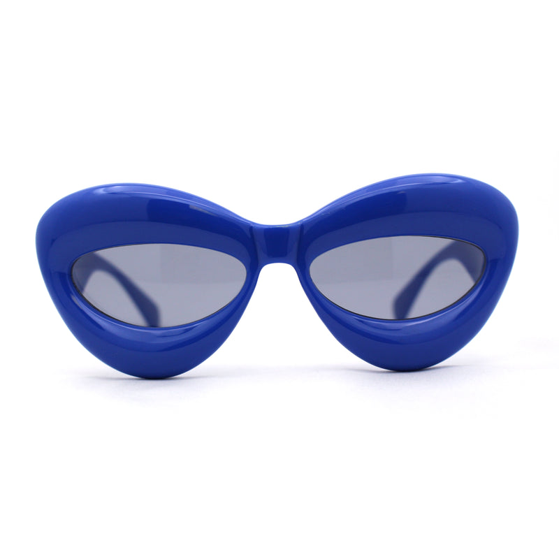 Womens Bold Balloon Bloated Thick Rim Oversize Cat Eye Sunglasses