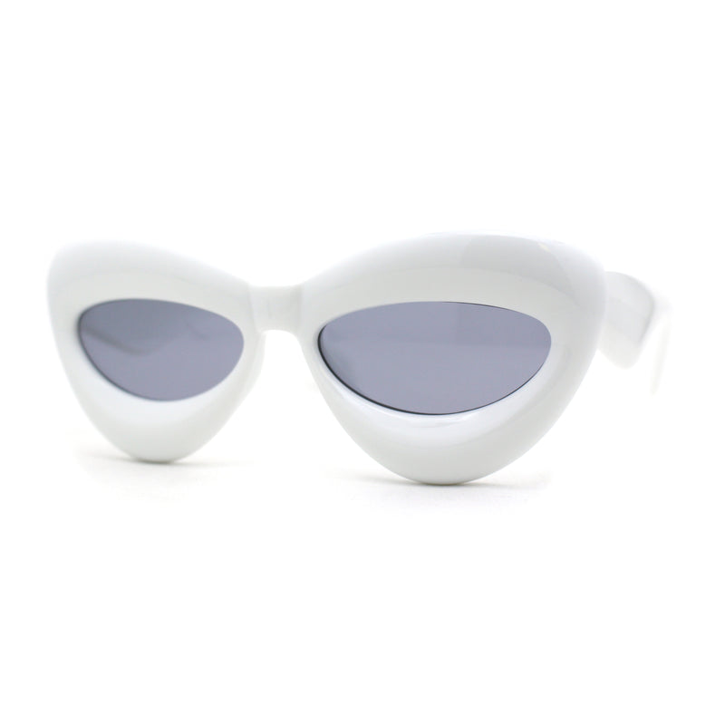 Womens Bold Balloon Bloated Thick Rim Oversize Cat Eye Sunglasses