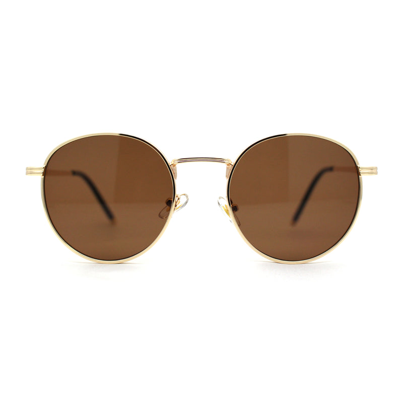 Round Retro 90s Nerd Geeky Metal Rim Sunglasses