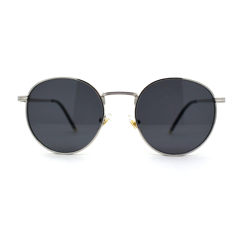 Round Retro 90s Nerd Geeky Metal Rim Sunglasses