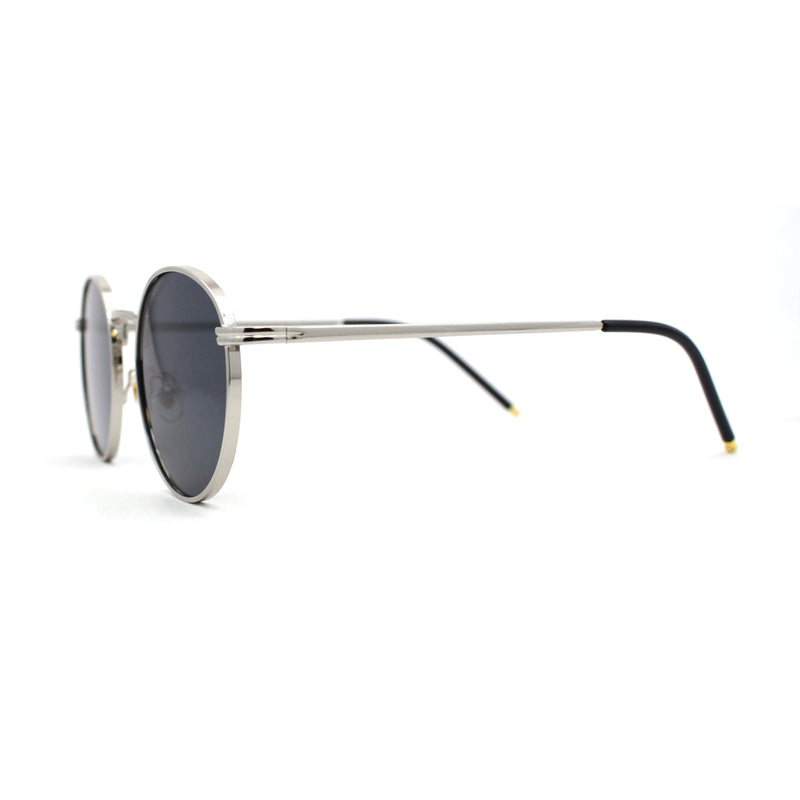 Round Retro 90s Nerd Geeky Metal Rim Sunglasses