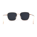 Classic Rectangle Retro 90s Nerdy Metal Rim Sunglasses