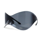 Oversized Mask Style Wrap Around Plastic Shield Rimless Sunglasses