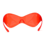 Oversized Mask Style Wrap Around Plastic Shield Rimless Sunglasses