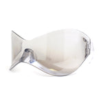 Oversized Mask Style Wrap Around Plastic Shield Rimless Sunglasses