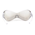 Oversized Mask Style Wrap Around Plastic Shield Rimless Sunglasses