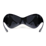 Oversized Mask Style Wrap Around Plastic Shield Rimless Sunglasses