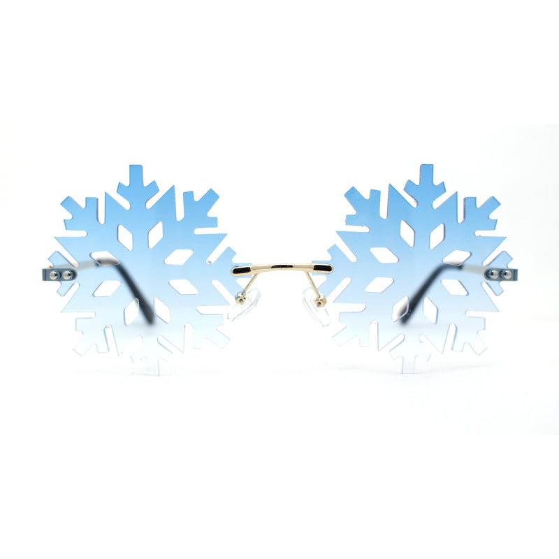 Die Cut Snow Flake Shape Rimless Retro Round Sunglasses
