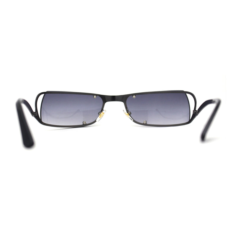 Unique Euro 90s Off Set Rimless Narrow Rectangle Sunglasses