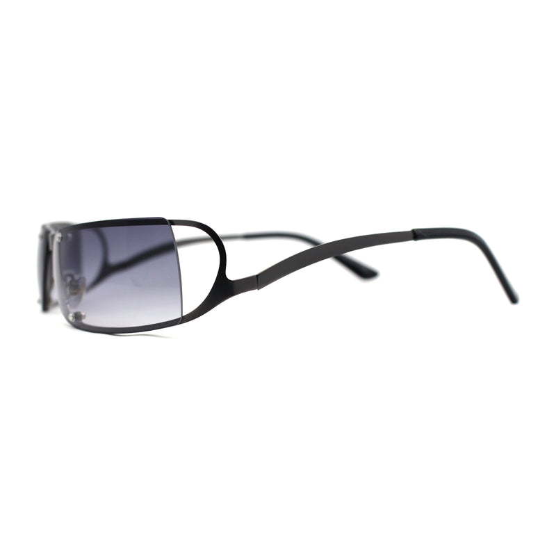 Unique Euro 90s Off Set Rimless Narrow Rectangle Sunglasses