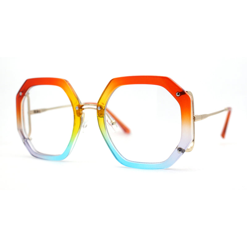 Luxury Double Rim Octagonal Blue Light Blocking Computer Eyeglasses
